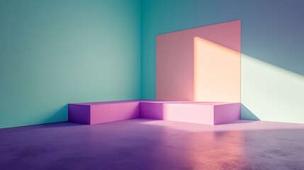 Pastel Room Corner With L Shaped Platforms