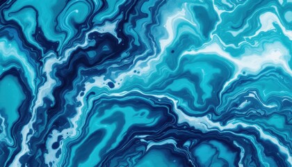 Obraz premium Abstract turquoise and navy blue marble swirl pattern