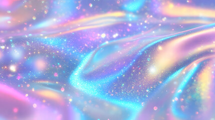 Motion animation of shining glitter lights. Shimmer hologram pastel crystal texture. Unicorn or mermaid color. Retro disco concept. Rainbow holographic abstract background