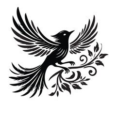 Obraz premium Bird Silhouette Vector Art on White Background