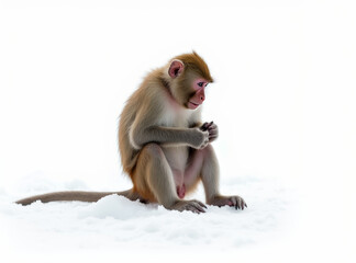 macaque sitting on the ground