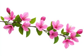 Pink Blossom Branch - Delicate pink flowers, vibrant green leaves, spring bloom, natural beauty, floral elegance.