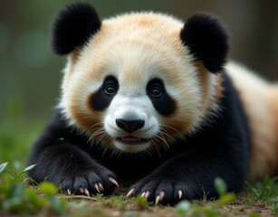Obraz premium panda eating bamboo