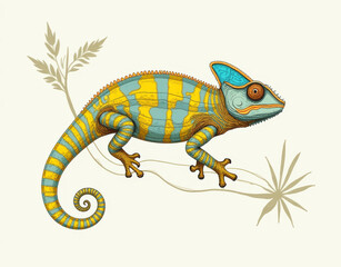 Fototapeta premium chameleon on white background