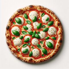 Delicious margherita (margarita) pizza, with basil, mozzarella and tomatoes, representing the Italian flag