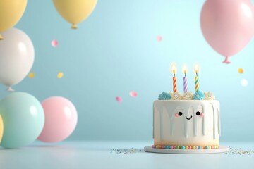 Joyful birthday celebration with colorful cake and candles indoor party digital photography festive atmosphere cheerful perspective