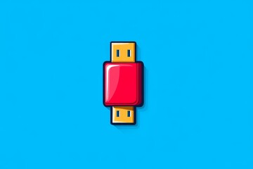 Fototapeta premium Red USB Connector Illustration - Simple, clean, modern design. Represents technology, connection, data transfer, speed, and innovation.