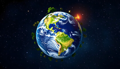 Obraz premium World environment and earth day concept with globe, nature and eco friendly environment, Dreamy, with white tones