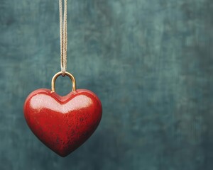 A heartshaped market bell ringing to open trading on Valentines Day, finance romance, symbolic market decor, innovative art