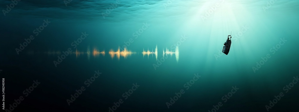 Poster sonar display showing the frequency and patterns of underwater echoes capturing the echoes from the 