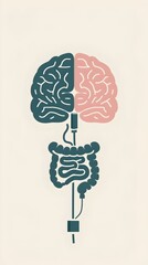 Brain connected to intestines representing gut-brain axis