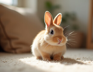 white rabbit on the floor