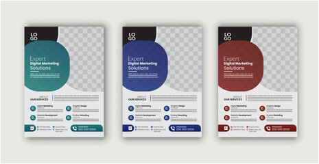 Digital Marketing flyer design And Expert Digital Marketing Solutions 3 Colors Flyer Design