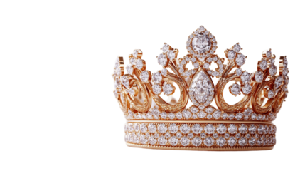 A regal headpiece with a metallic base and pale stones, set agai