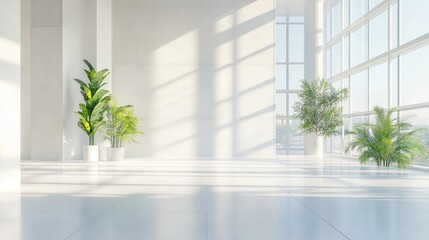 Sunlit modern office plants minimal interior design