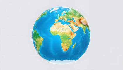 Planet earth globe map with  Africa America continent on center outline icon symbol transparent isolated, professional photography, with white tones