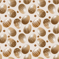 Seamless Easter pattern with eggs in brown tones