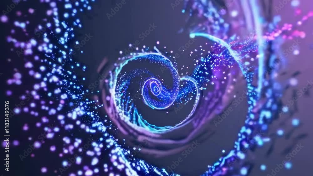 Wall mural colorful swirling particles create a mesmerizing heart shape in a digital display of light and motio