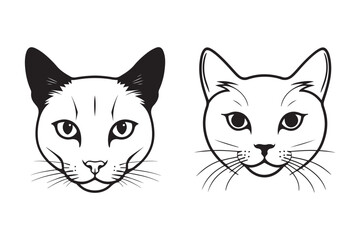 Fototapeta premium Minimalist Cat Head Line Art Illustration for Graphic Design