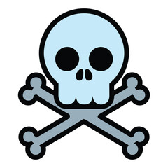 Skull Head With Cross Bone Vector Illustration
