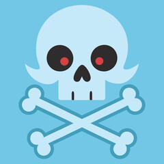 Fototapeta premium Skull Head With Cross Bone Vector Illustration