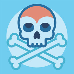 Skull Head With Cross Bone Vector Illustration