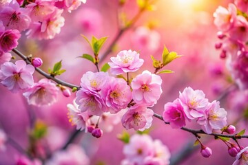 Obraz premium Spring Cherry Blossom Landscape: Delicate Pink Flowers in Bloom