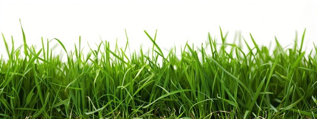 Fototapeta premium Green fresh grass on isolated white background. Generated AI