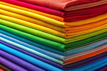 Stacked Colorful Fabrics, Minimalist Textile Photography