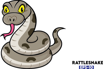 Venomous dangerous snake vector isolated on white background. yellow eyes snake  cartoon characters clipart 