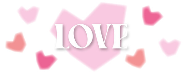 Love horizontal banner. Romantic background with hand-drawn hearts. Stylish elegant vector template for valentine's day, wedding, romantic design.