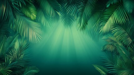 Obraz premium Lush Tropical Paradise Sunlight Through Palm Leaves
