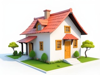 cartoon house in white background