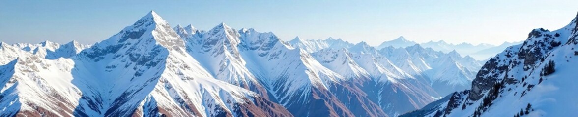Fototapeta premium Snow-covered peaks of North Ossetia landscape, north caucasus region, north ossetia alania mountains