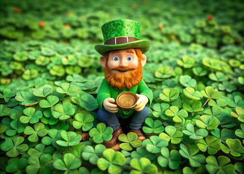 St. Patrick's Day Find the Differences Coloring Page: Happy Leprechaun & Lucky Quatrefoil