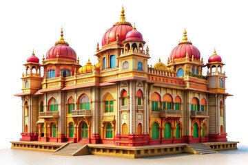 Obraz premium Documentary-style AI depiction of the India Bank Building, white background, isolated.