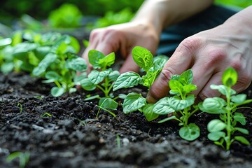 Hands Gently Cradle a Young Salad Plant: A Vision of Care, Growth, and Sustainability 