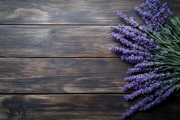 Obraz premium Beautiful Lavender Flowers on Rustic Wooden Table Background for Natural Decor