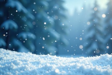 Snowflakes gently falling on a winter wonderland scene with a vast open space, serene, fall, snowflake