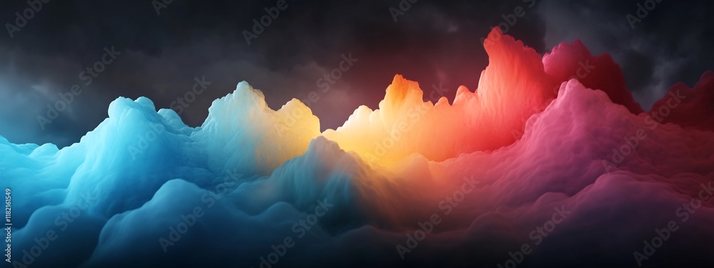 Poster vibrant 3d thunderstorm spectrogram captivating abstract digital visualization of the frequency cont