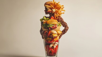A Human Shaped Figure Made Entirely Of Fast Food