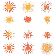 Collection of Simple, Stylized Sun Icons