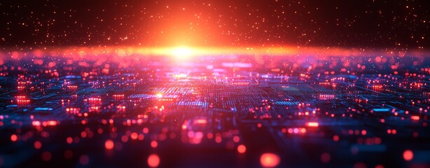 Fototapeta premium Blue geometric abstract technology background, with a concept illustration of blue technology light