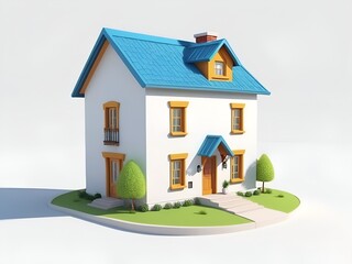 cartoon house in white background