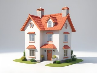 cartoon house in white background