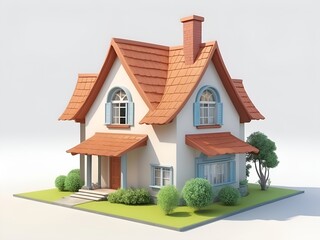 cartoon house in white background