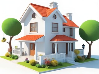 cartoon house in white background