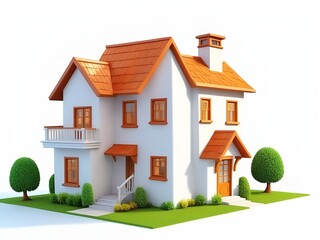 cartoon house in white background