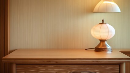 Warm and Elegant Nightstand Scene with Subtle Beige and Green Tones