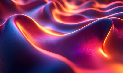 Obraz premium wavy abstract forms in neon colors, reflecting the modern and vibrant aesthetic of holographic